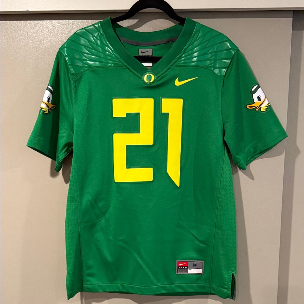 Nike Oregon Ducks #21 Green and Yellow Jersey Sz M